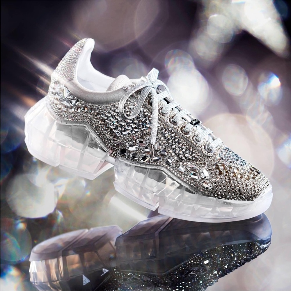 Like new Jimmy Choo Diamond/F Suede Sneaker Crystal Embellished $3,995 37